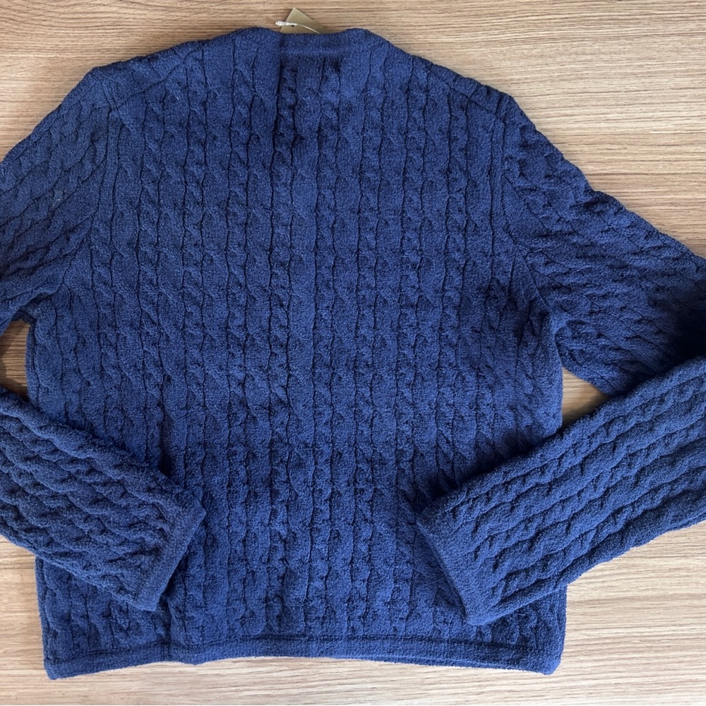 J.Crew Odette Cable Knit Sweater Lady Jacket In Mediterranean Navy, Size Small - Picture 8 of 10